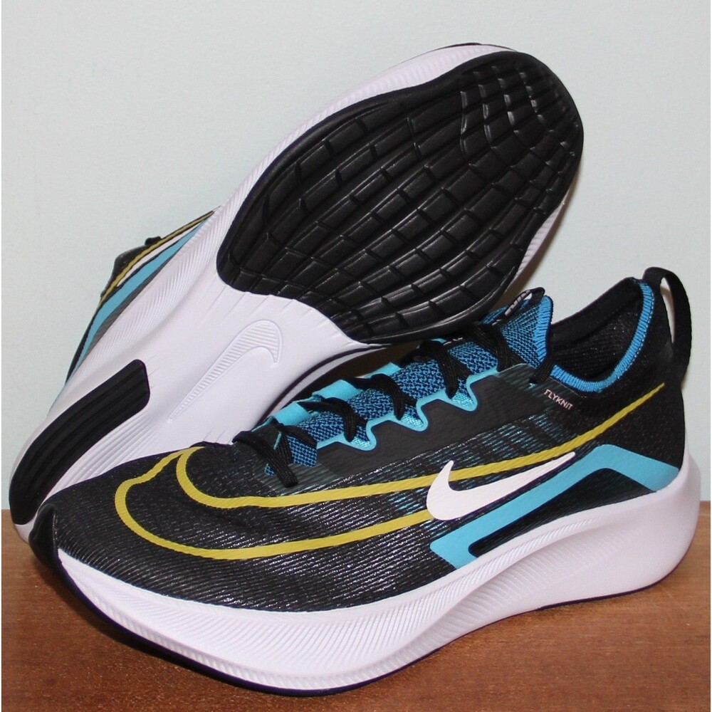 Nike Zoom Fly 4 Running Shoes Mens 11.5 Black White Blue Flyknit